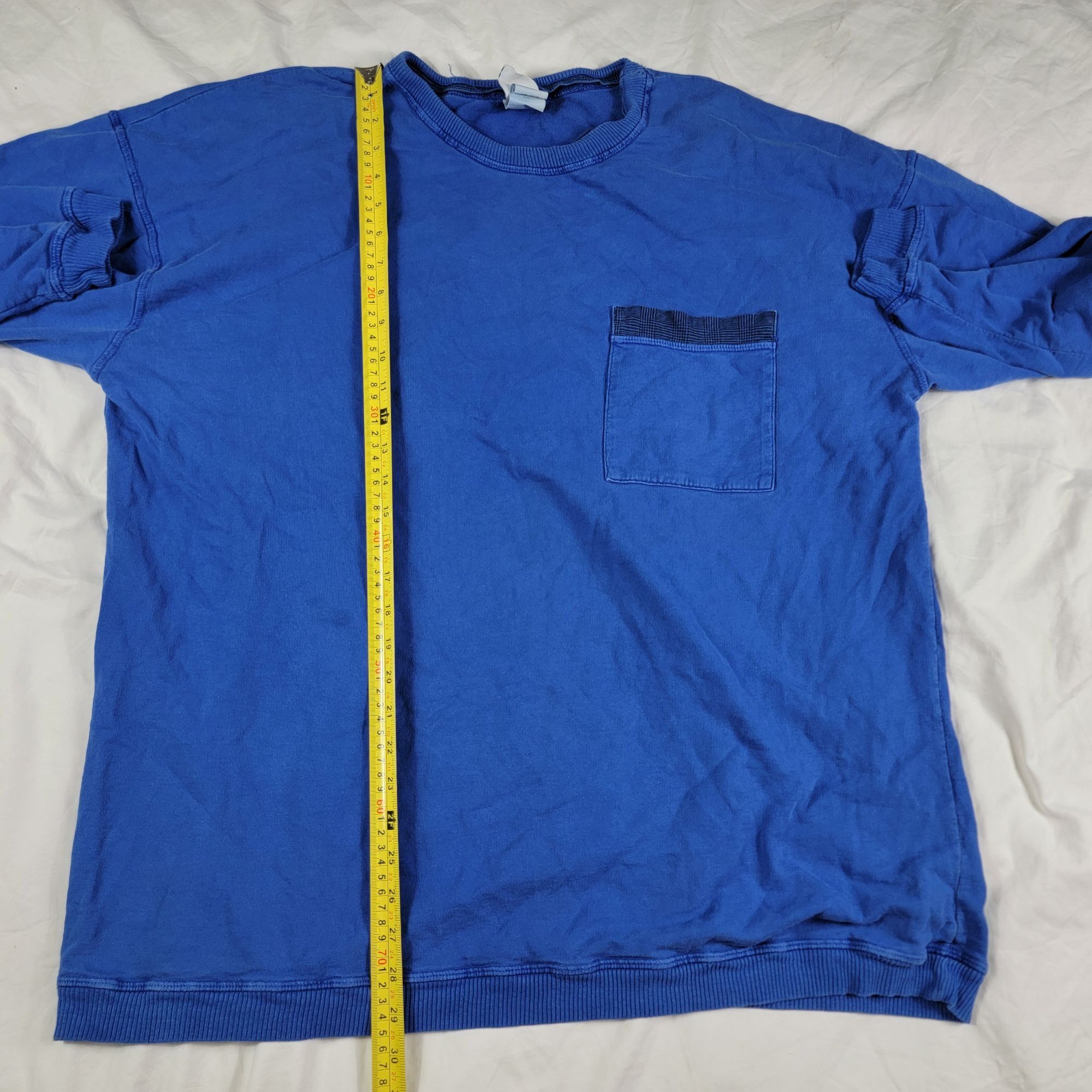Other × Vintage Vintage Hot Cotton Mens Large Blue Long Sleeve Pocket Tshirt Size US L / EU 52-54 / 3 - 8 Thumbnail