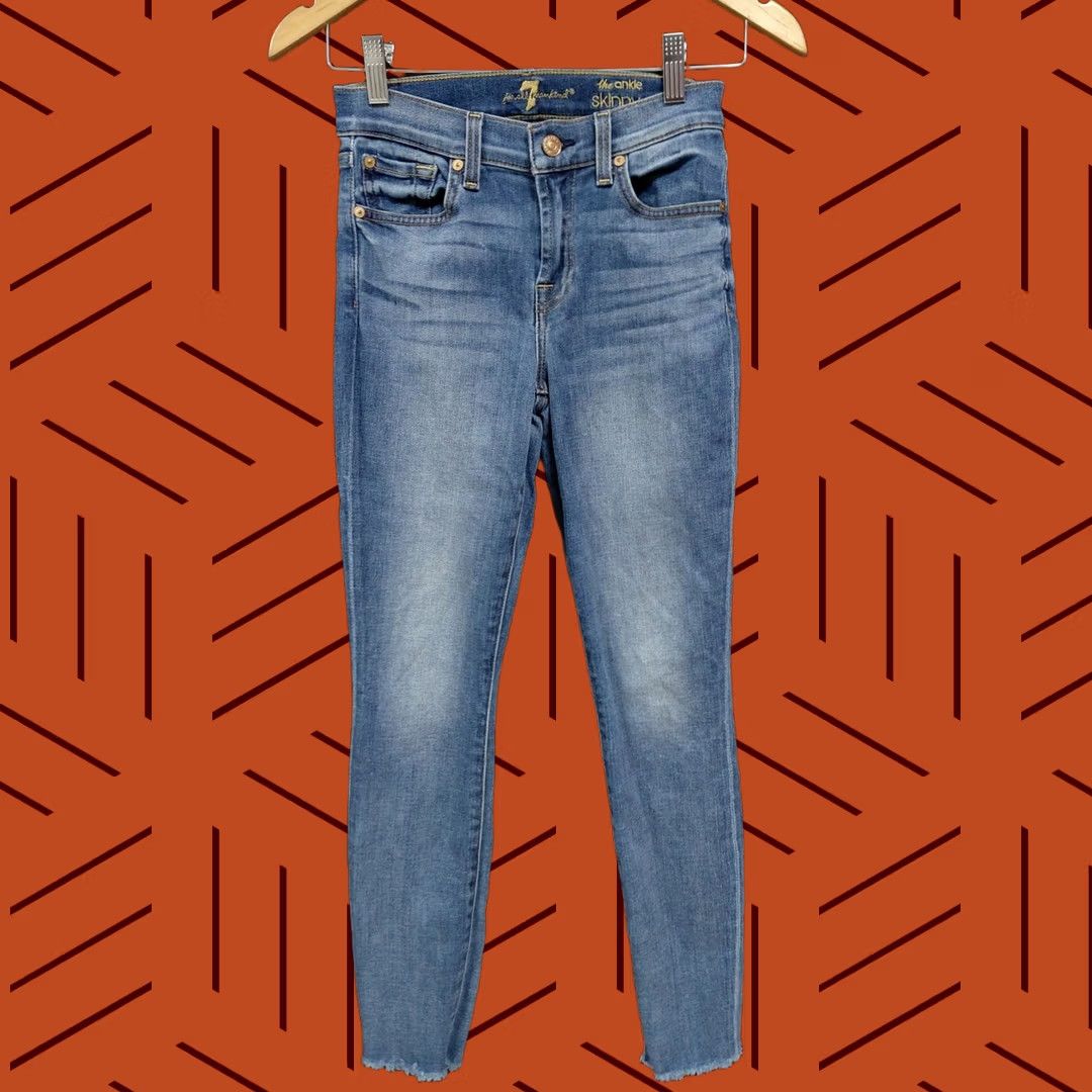 7 For All Mankind 7 for all mankind The Ankle Skinny Jeans Blue Denim Size 24 Women Size 42" / US 20 - 1 Thumbnail