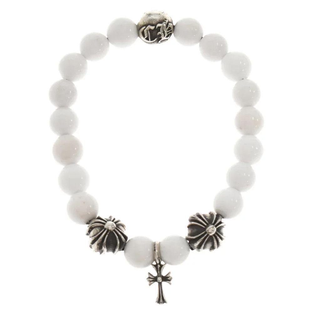 image of Chrome Hearts White Cross Bead Bracelet in Black, Men's