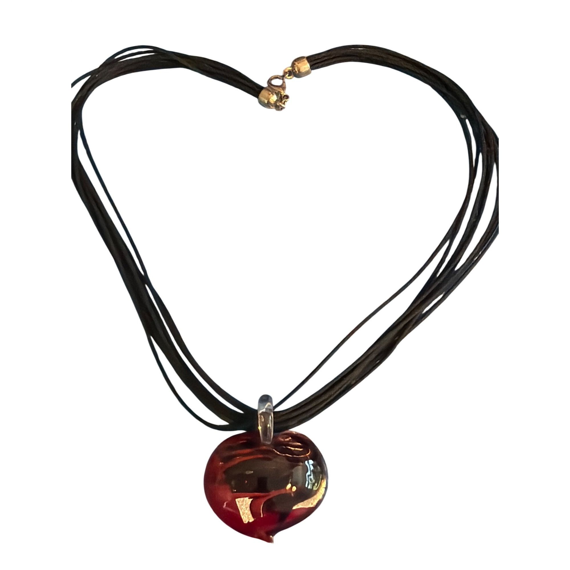Other Heart Dichroic Glass Pendant Necklace Black Multi Cord Red S Size ONE SIZE - 4 Thumbnail