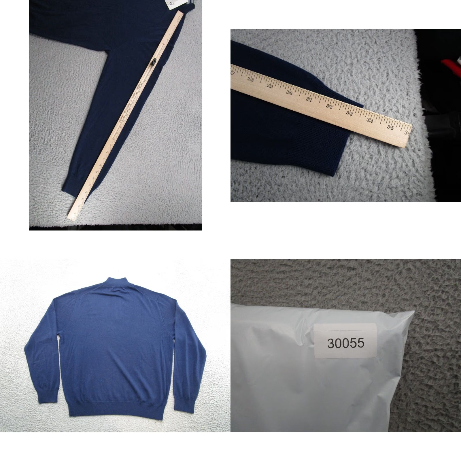 Vintage Collars&Co Australian Merino 1/4 Zip Sweater Blue Leather Trim Mens 2XL NEW Size US XXL / EU 58 / 5 - 8 Thumbnail