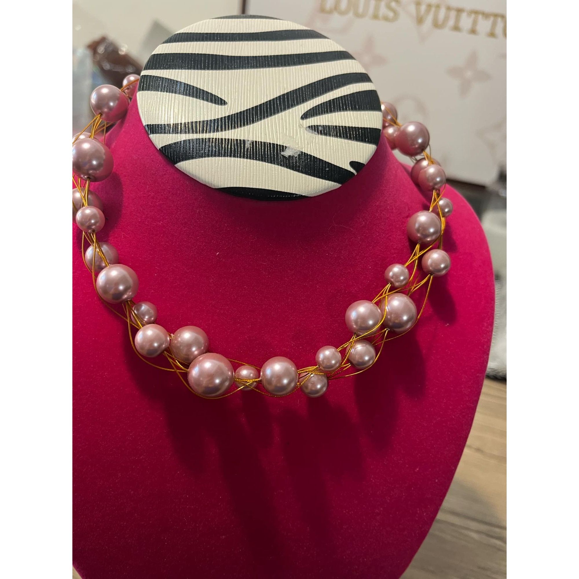 Other Handstrung Champagne Color Faux Pearl Necklace With Gold Wir Size ONE SIZE - 1 Thumbnail