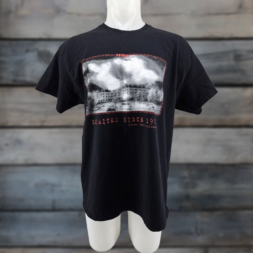 Gildan Gildan Estes Park T Shirt Mens XL Graphic Tee Colorado Stanley Hotel Redrum Photo 1909 Black Cotton Short Sleeve Crew Neck 30" Down Back 1909s Size US XL / EU 56 / 4 - 1 Thumbnail