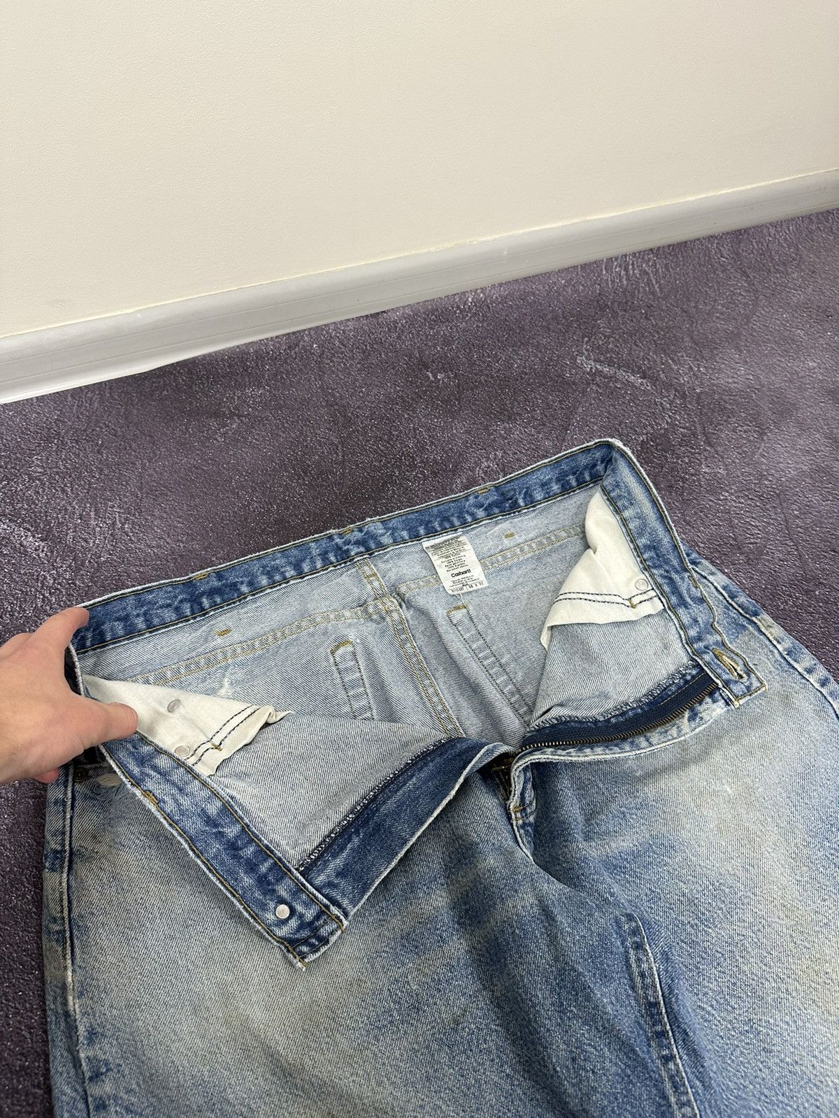 Carhartt × Vintage Vintage 90s Carhartt Baggy Work Light Blue Denim Jeans Pants Size US 38 / EU 54 - 11 Thumbnail