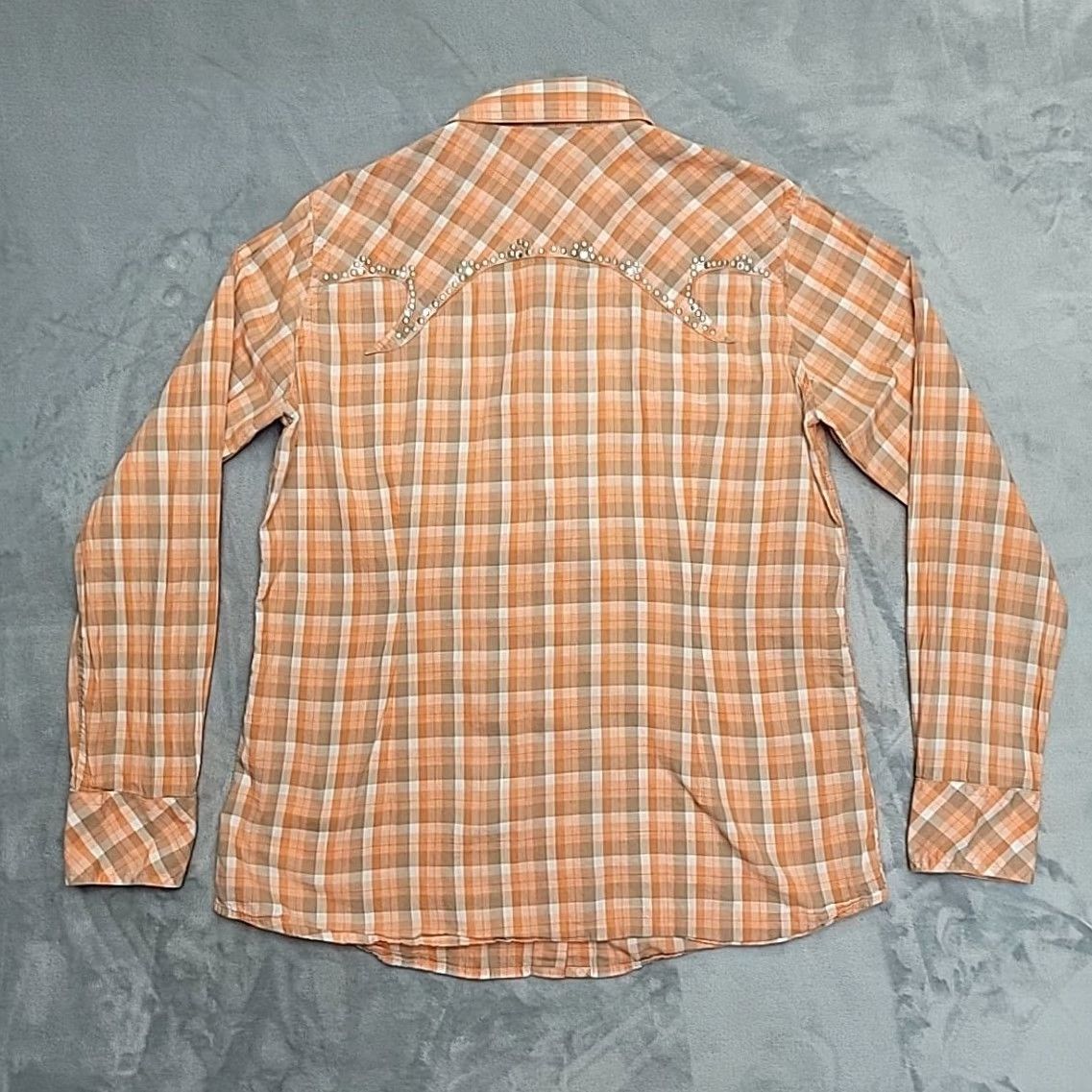 Ariat Ariat Shirt Womens XL Fitted Orange Plaid Long Sleeve Pearl Snap Western Cowboy Size XL / US 12-14 / IT 48-50 - 7 Thumbnail