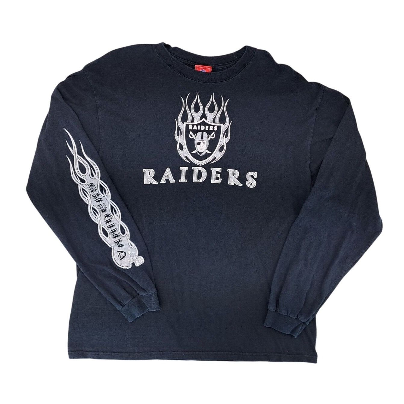 NFL Vintage Oakland Raiders Black Long Sleeve Shirt Flame Men XL Size US XL / EU 56 / 4 - 1 Thumbnail