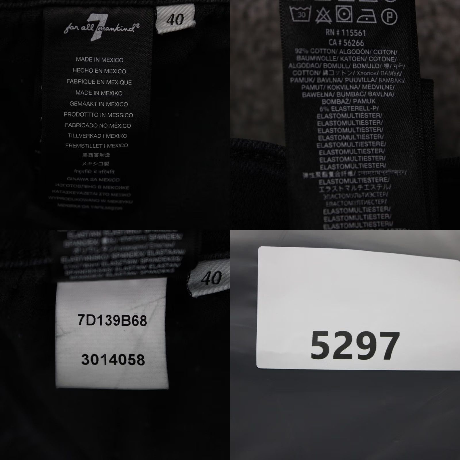 7 For All Mankind 7 For All Mankind Jeans Mens 40 Black Cotton Stretch 5-Pocket 28" inseam Paxtyn Size US 40 / EU 56 - 9 Thumbnail