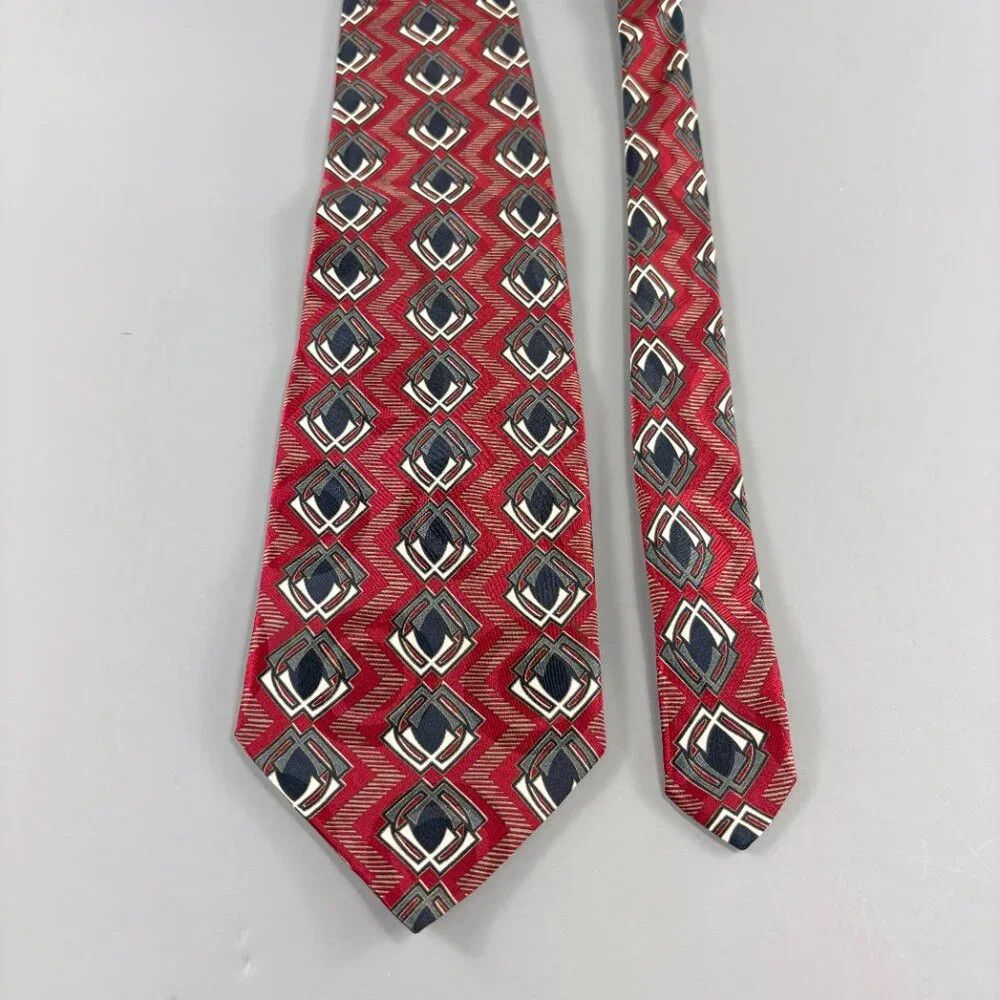 Other Vito Rufolo Red / Black Geometric Men's Tie 4" x 61" Size ONE SIZE - 2 Thumbnail