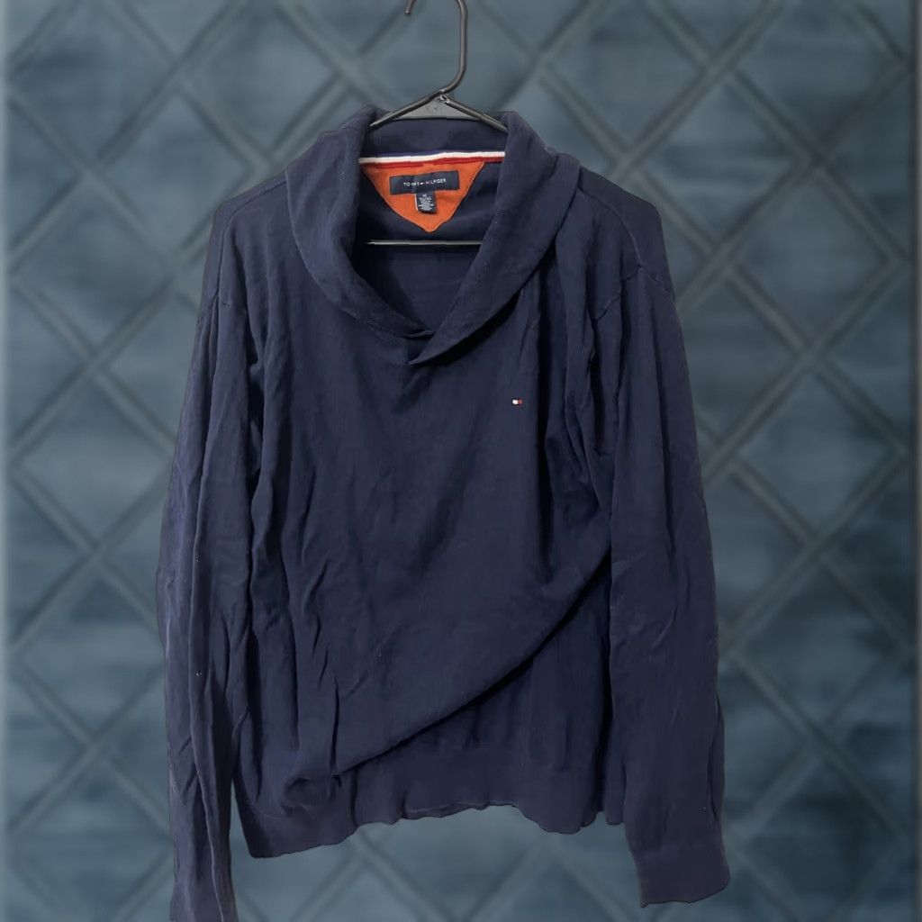 Tommy Hilfiger VINTAGE Tommy Hilfiger Navy Blue Shawl Collar Sweater Pima Cotton Men Size XL Size US XL / EU 56 / 4 - 1 Thumbnail