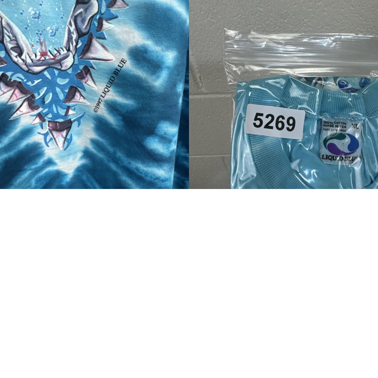 Liquid Blue VINTAGE Liquid Blue Great White Jaws SHARK BITE Ocean T-SHIRT Tie Dye XL Unisex 1990s Graphic Tee Blue Size US XL / EU 56 / 4 - 11 Thumbnail