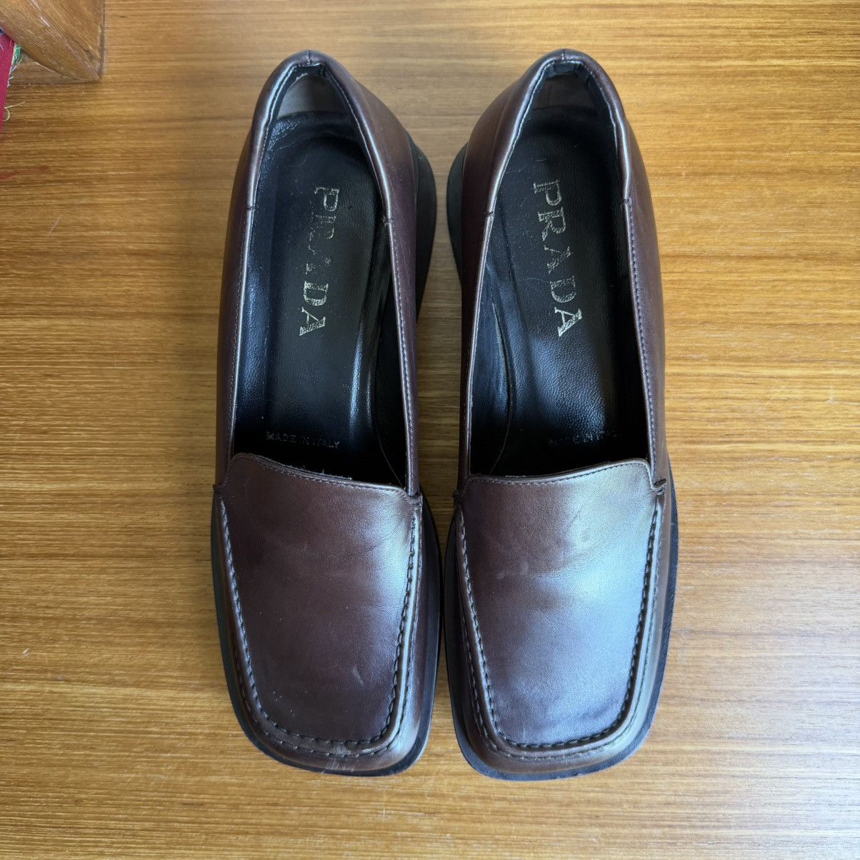 Prada Prada S/S1999 Square Toe Brown Loafers Size US 8 / IT 38 - 4 Thumbnail