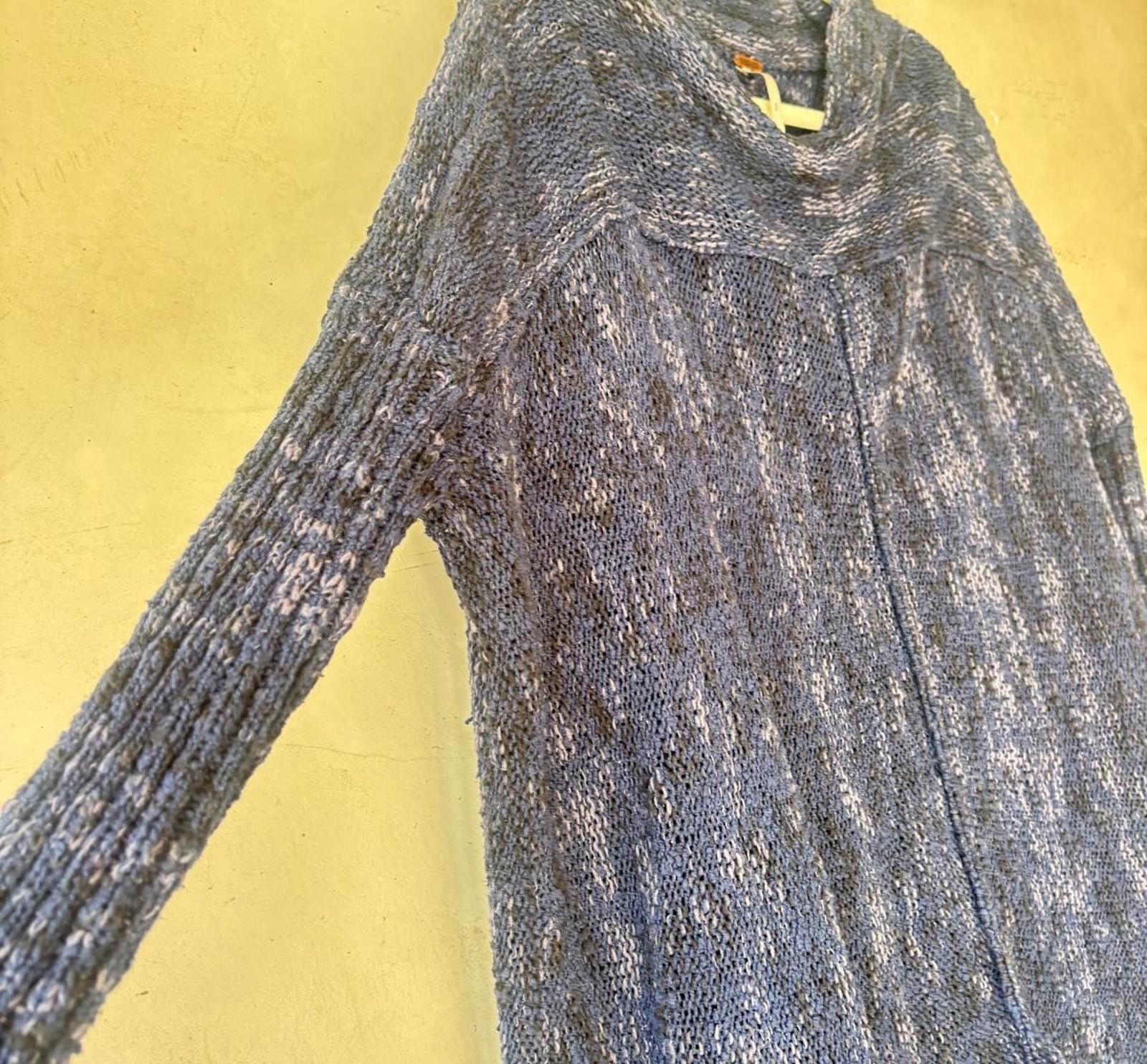 Free People Free People Blue Knit Sweater with Cowl Neck Size M / US 6-8 / IT 42-44 - 3 Thumbnail