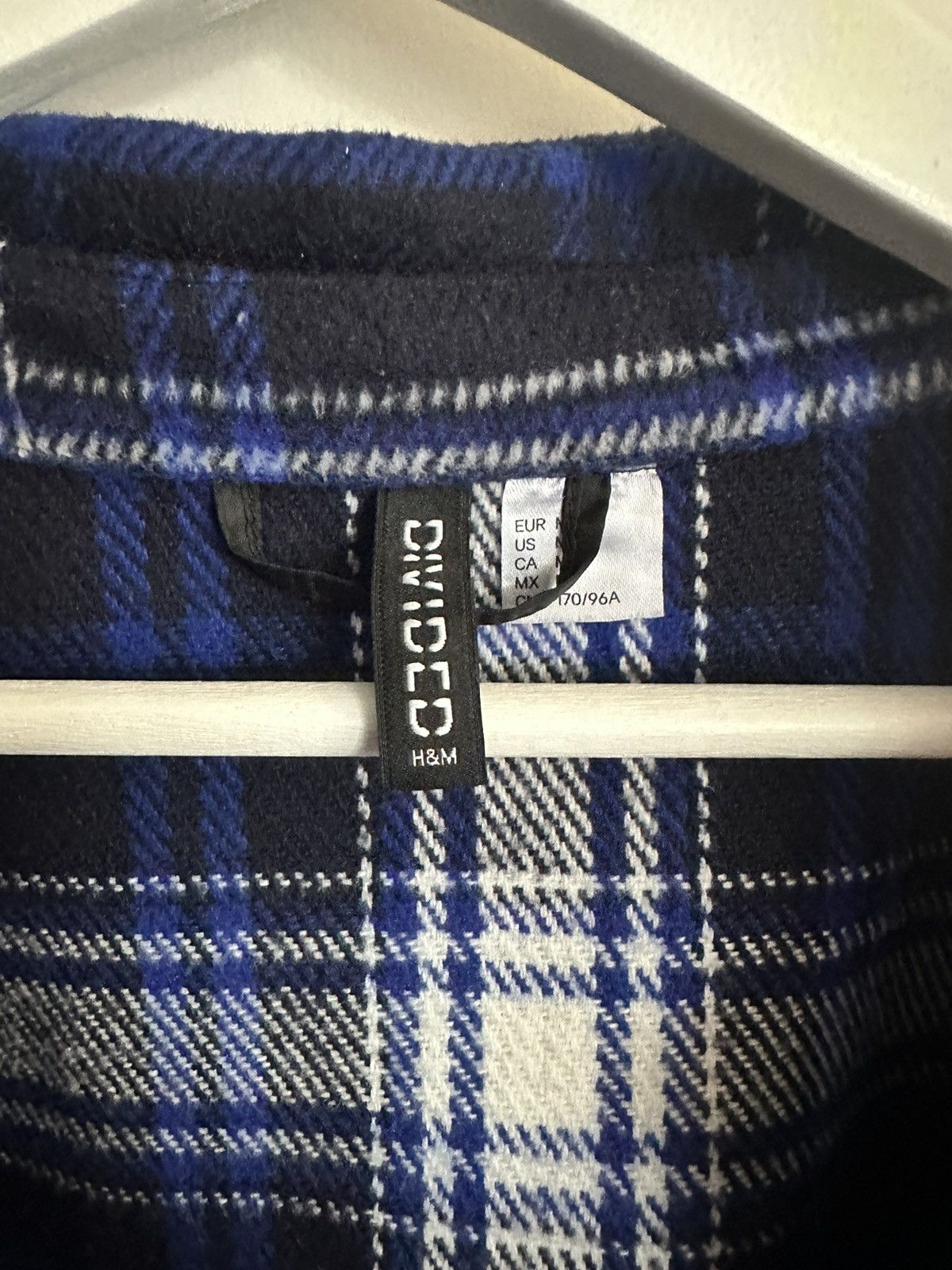 H&M H&M Loose Fit Lightweight Navy Checkered Shacket Size M / US 6-8 / IT 42-44 - 4 Thumbnail