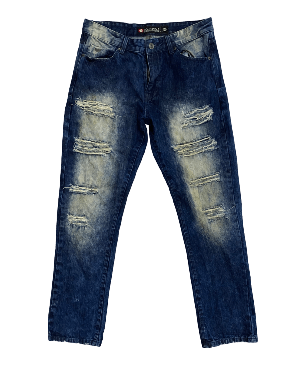 Image of Jnco x Southpole Distressed Ripped Denim Jeans in Blue, Men's (Size 34)