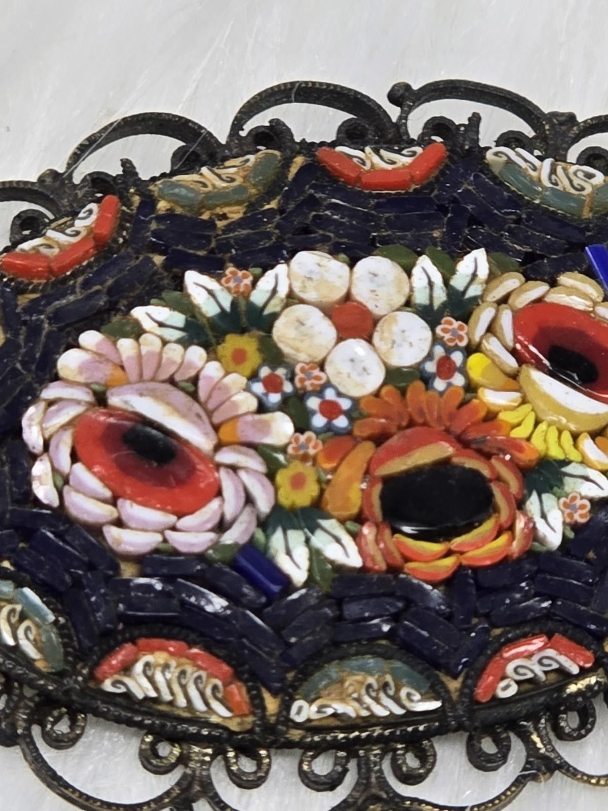 Antique Rivet Antique Italian Micro Mosaic Millefiori Floral Brooch Pin Size ONE SIZE - 4 Thumbnail