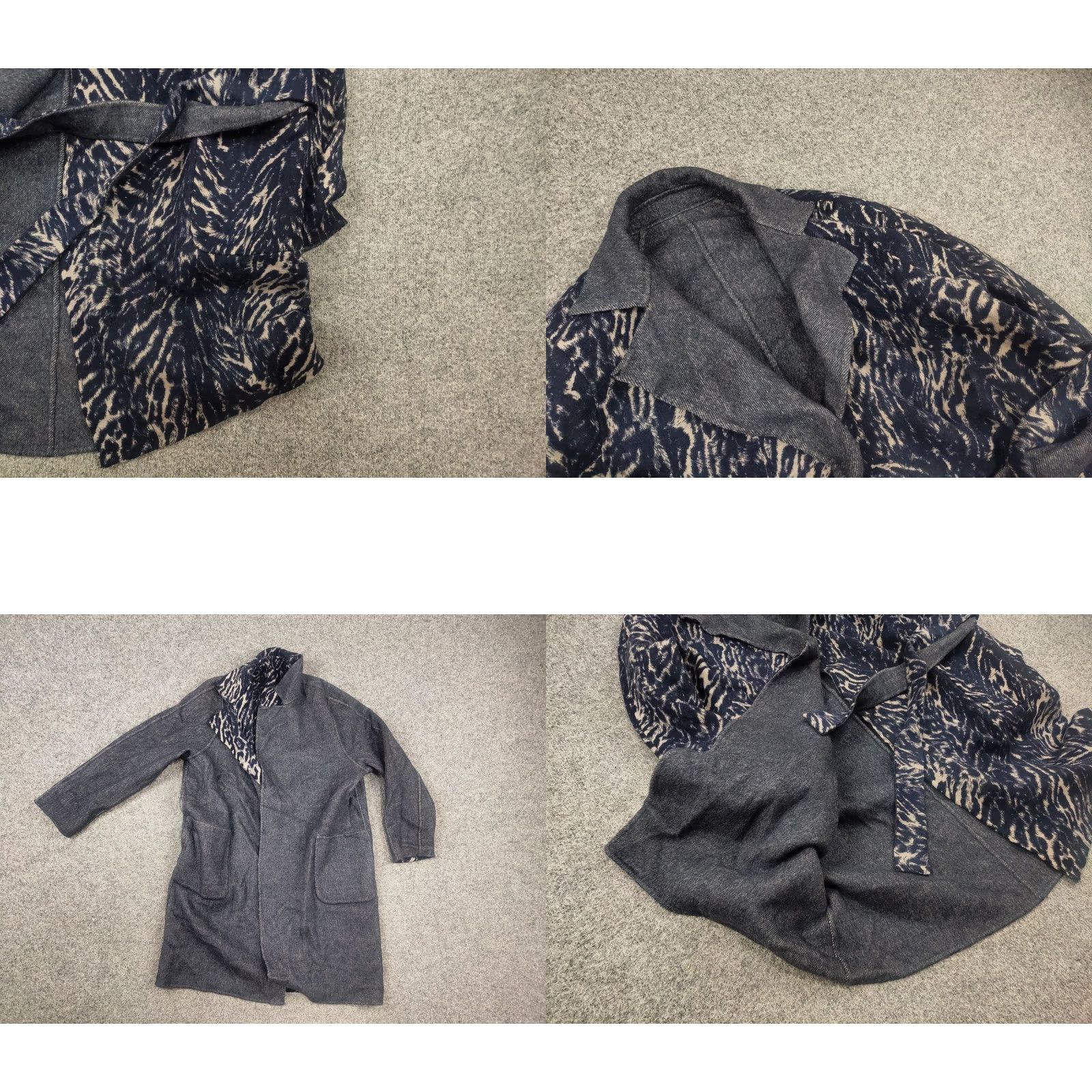 Max Mara VINTAGE Max Mara Weekend Virgin Wool Blend Animal Print Blue reversible Coat Jacket Size L / US 10 / IT 46 - 8 Thumbnail