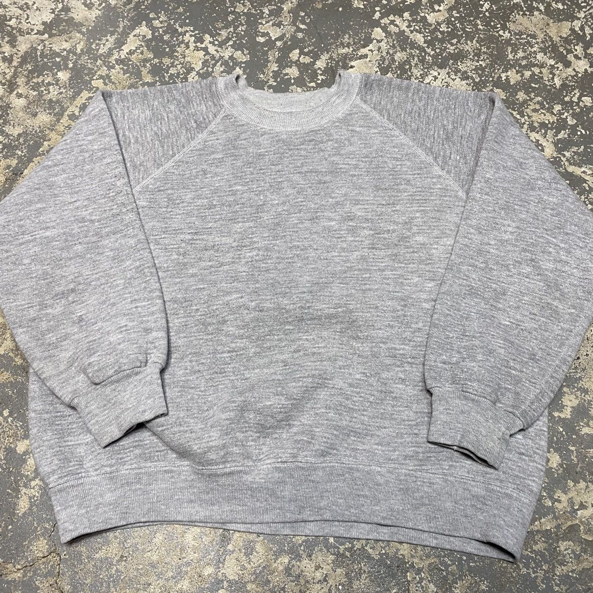 Vintage True Vintage Blank Grey 70s Crewneck Sweatshirt Size US L / EU 52-54 / 3 - 11 Thumbnail