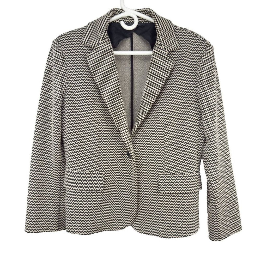 Max Mara MAXMARA Weekend Soft Cropped Black & White Blazer Sz L Size L / US 10 / IT 46 - 2 Thumbnail