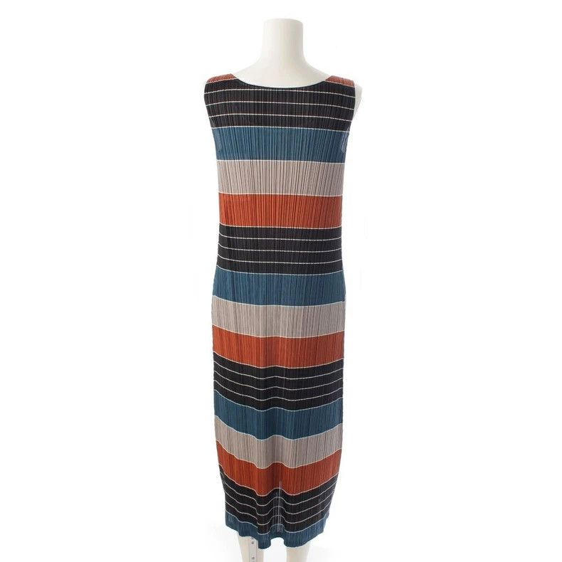 Issey Miyake Issey Miyake size:4 Brownish-yellow striped dress Size XS / US 0-2 / IT 36-38 - 3 Thumbnail