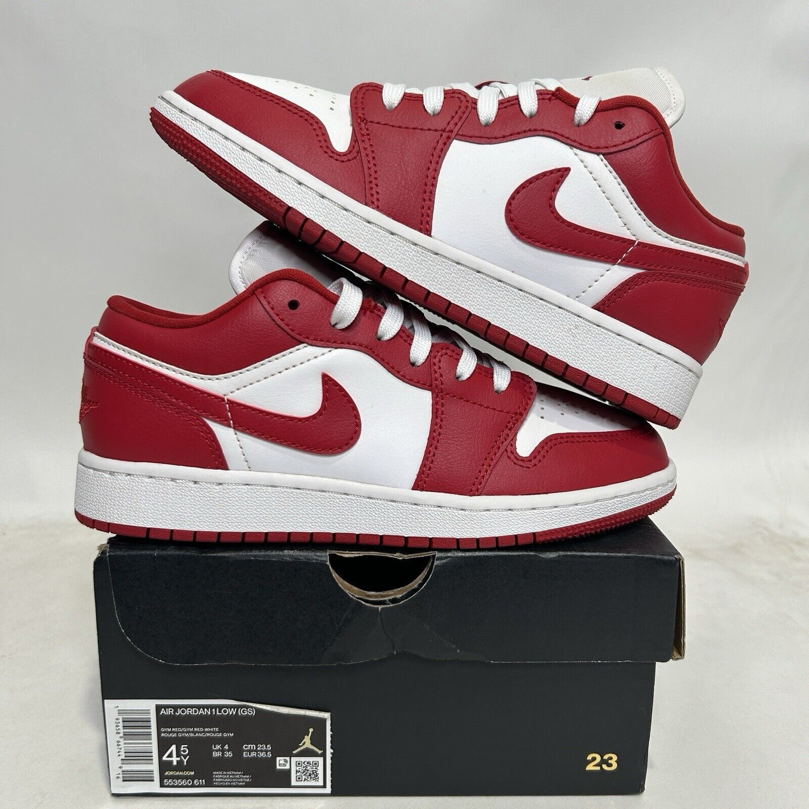 Jordan Brand Nike Shoes Air Jordan 1 Low GS “Gym Red” 2024 Size US 6 / IT 36 - 1 Thumbnail