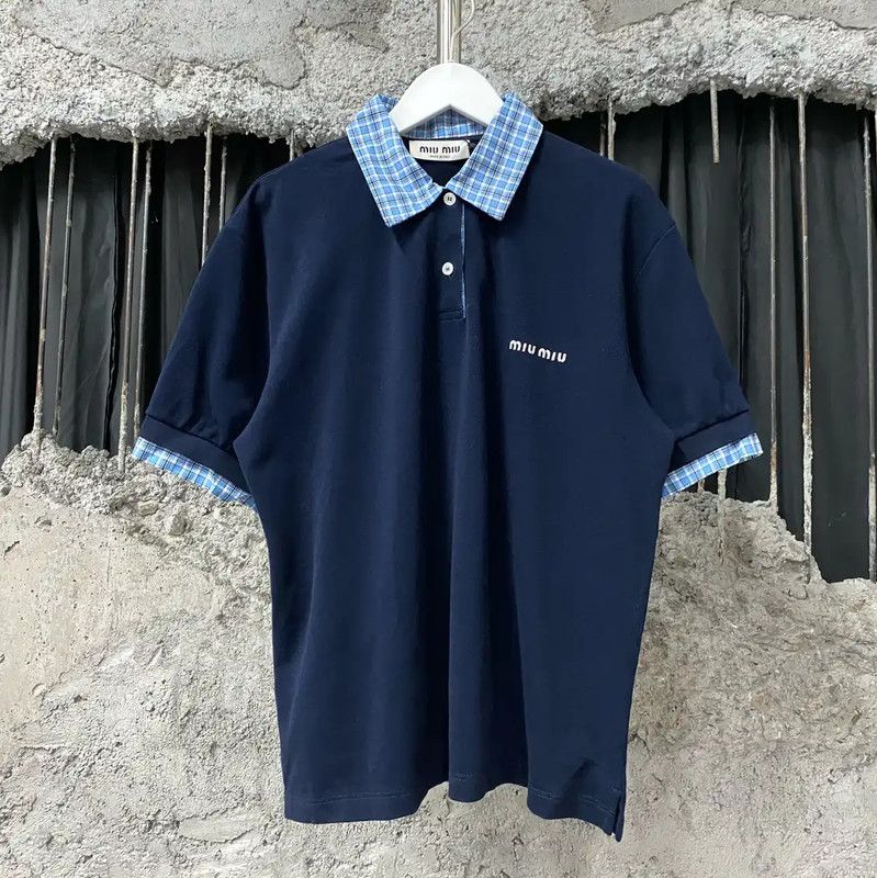 Miu Miu Miu Miu Navy Blue Women's Polo T-Shirt 0089 Size M / US 6-8 / IT 42-44 - 1 Thumbnail