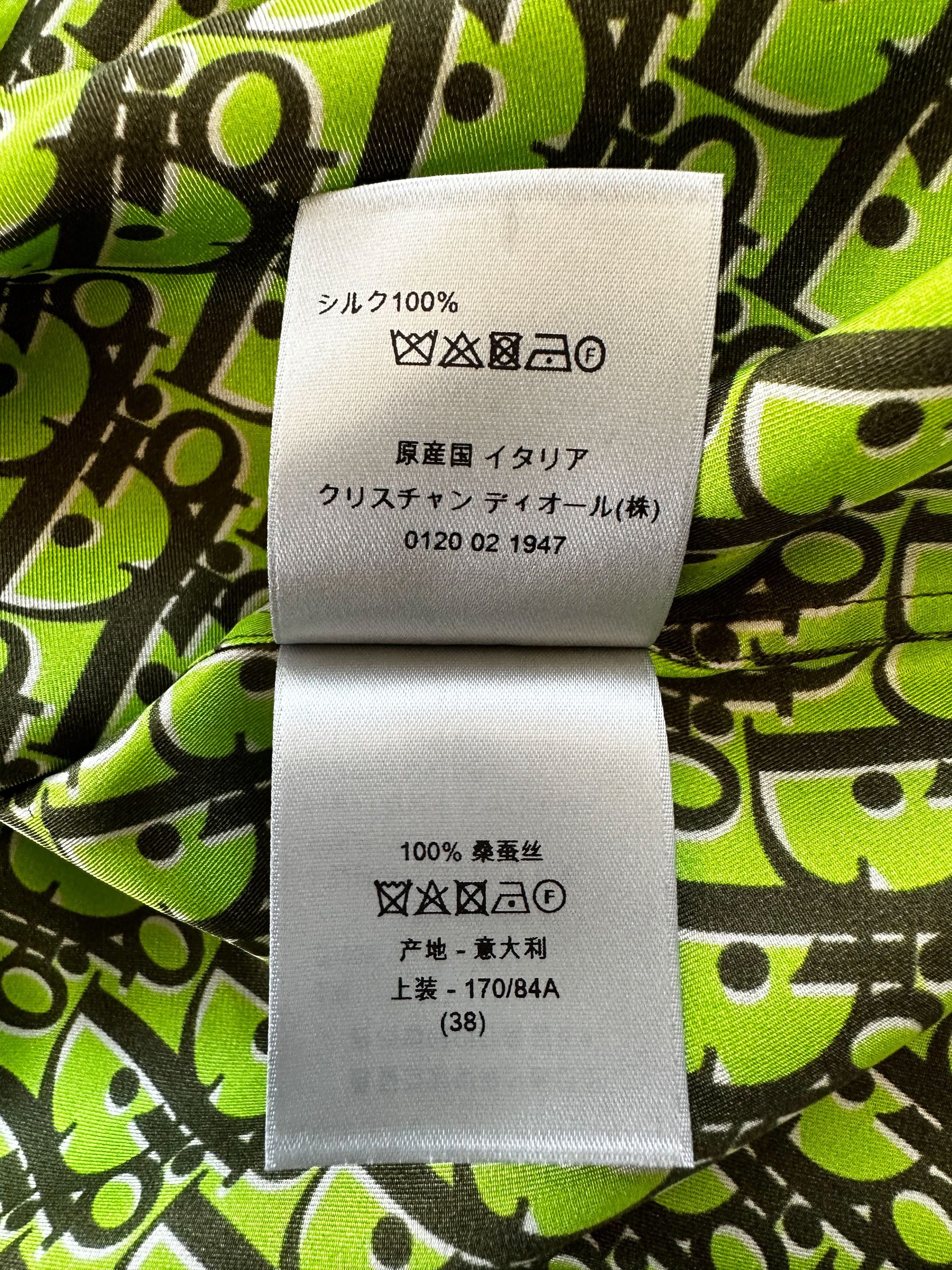 Dior Dior Green & Black Oblique Silk Button Up Shirt Size US M / EU 48-50 / 2 - 6 Thumbnail