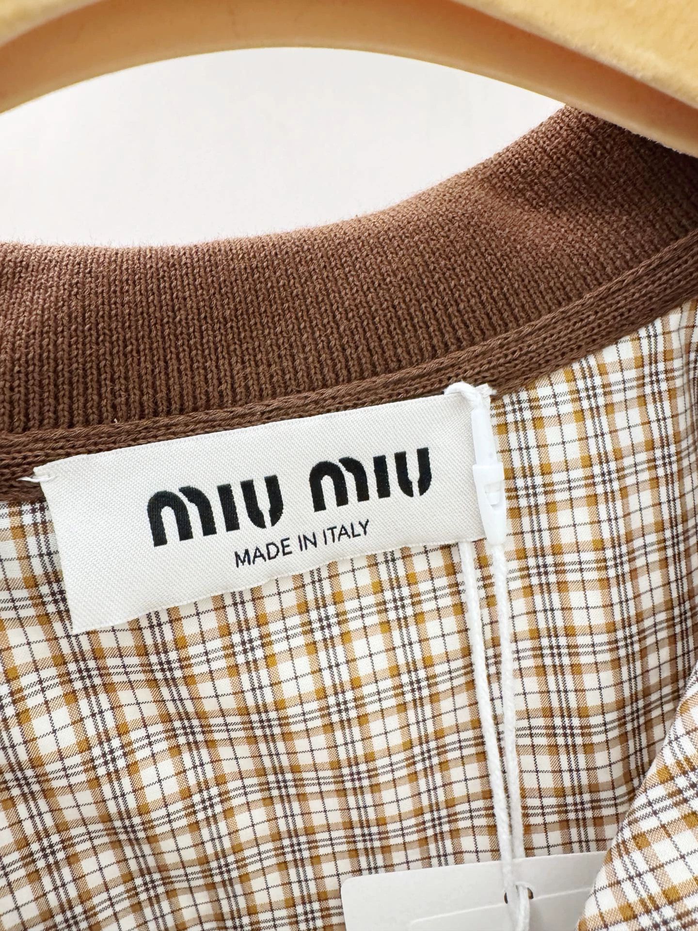 Miu Miu MIUMIU 25ss Khaki Check Colorblocked Shirt 38 Size XS / US 0-2 / IT 36-38 - 3 Thumbnail