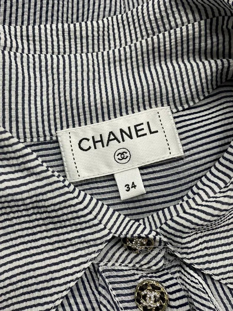 Chanel Chanel Gray striped wooden ear shirt short sleeves Size XXS / US 00 / IT 34 - 5 Thumbnail