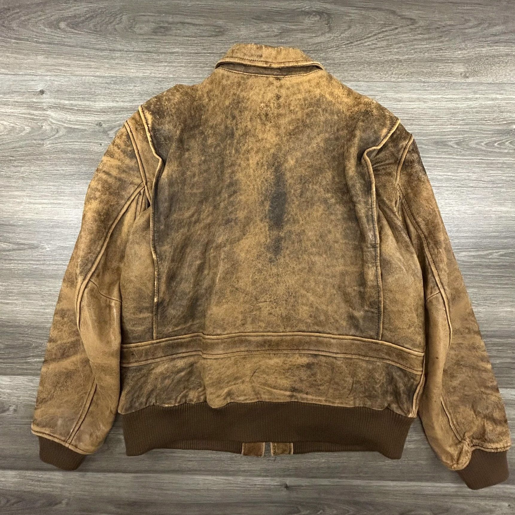 Scully VINTAGE Scully Leather Jacket Mens L Bomber Jacket 90s Army Brown Patina Full Zip Lined Casual Mens Size US L / EU 52-54 / 3 - 2 Thumbnail