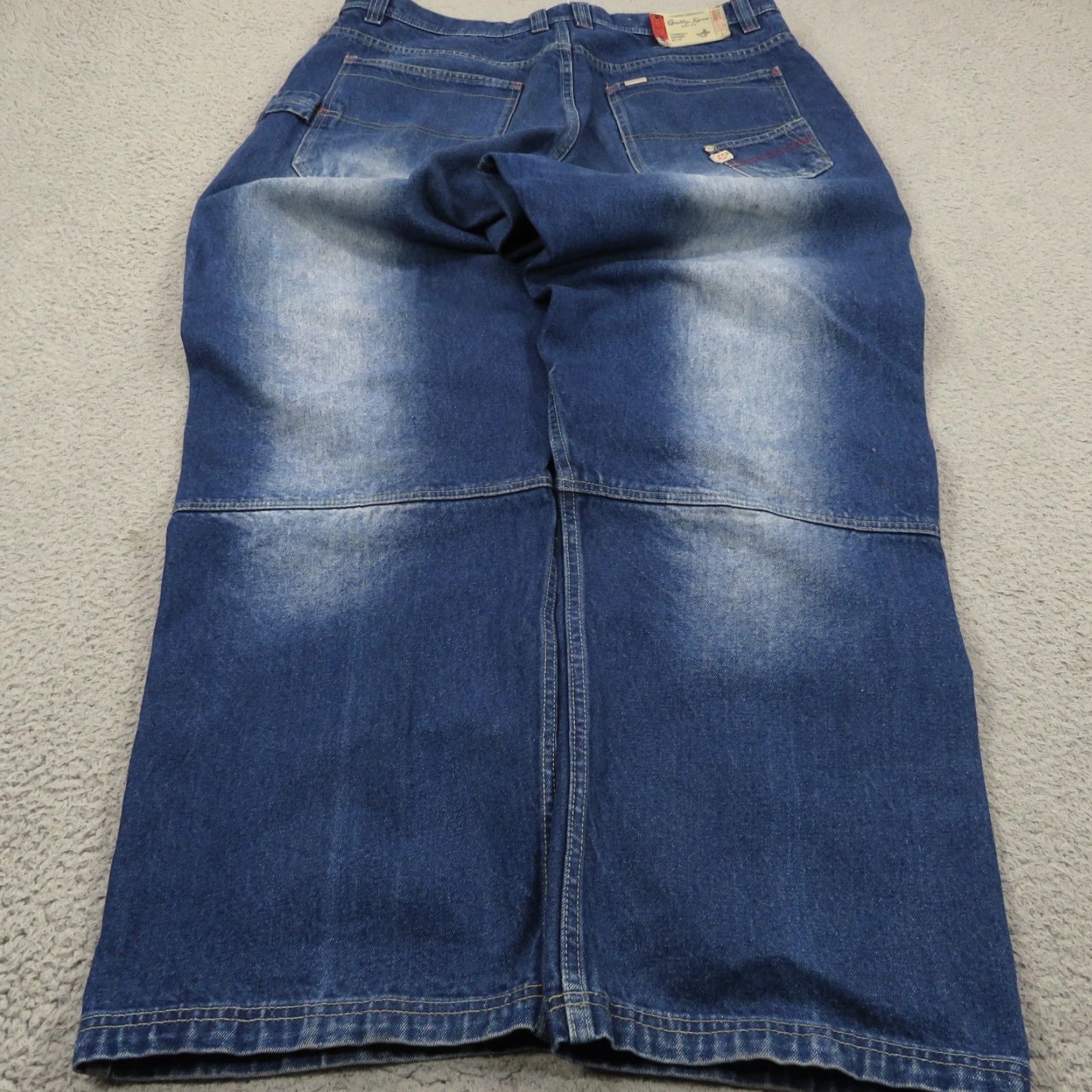Doublet VINTAGE Brooklyn Xpress Baggy Jeans 40 Men Carpenter Y2K Double Knee Grunge Skater Wide Leg Opening 11" Denim Blue 5-Pocket Mens Jeans Size US 40 / EU 56 - 2 Thumbnail
