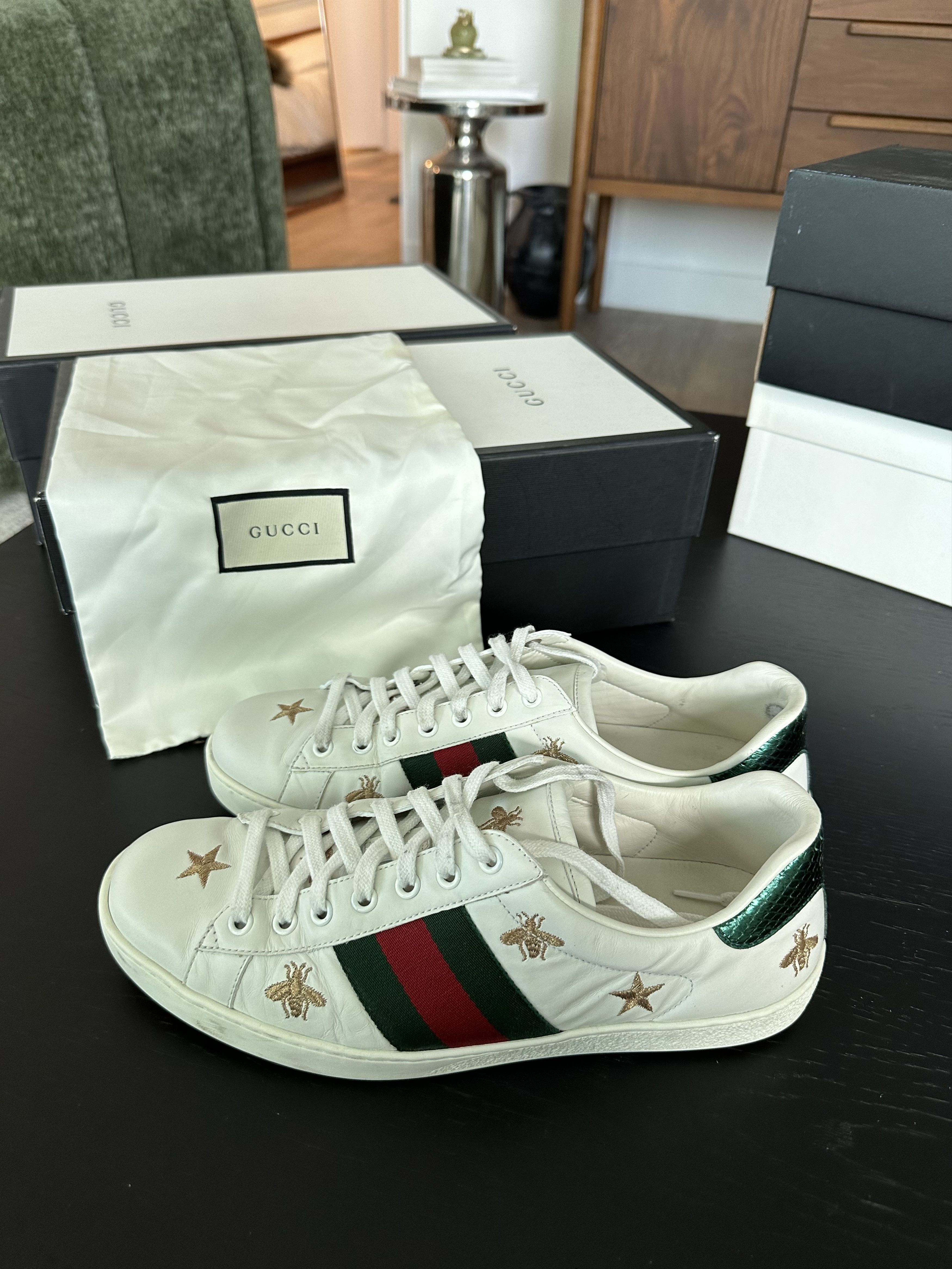 Gucci Ace Stars and Bees Leather Sneaker Size US 8.5 / EU 41-42 - 1 Thumbnail