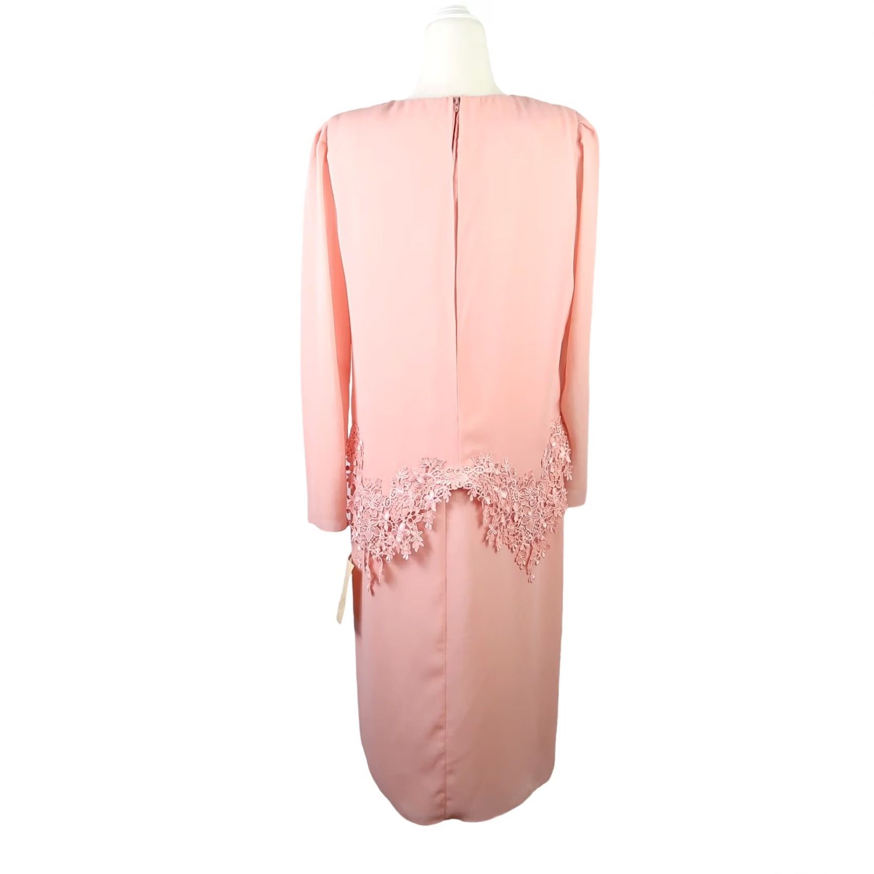 Pinko VINTAGE 80s Ursula Pink Long Sleeve Midi Party Dress Sheath 8 Girls Womens Bohemian Light Pink Satin Polyester Size M / US 6-8 / IT 42-44 - 4 Thumbnail