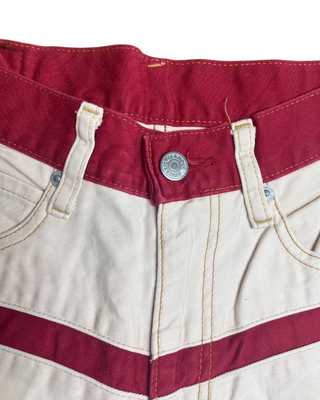Japanese Brand hysteric glamour "A-Line" Striped Punk-Style Denim Shorts Size 28" / US 6 / IT 42 - 3 Thumbnail