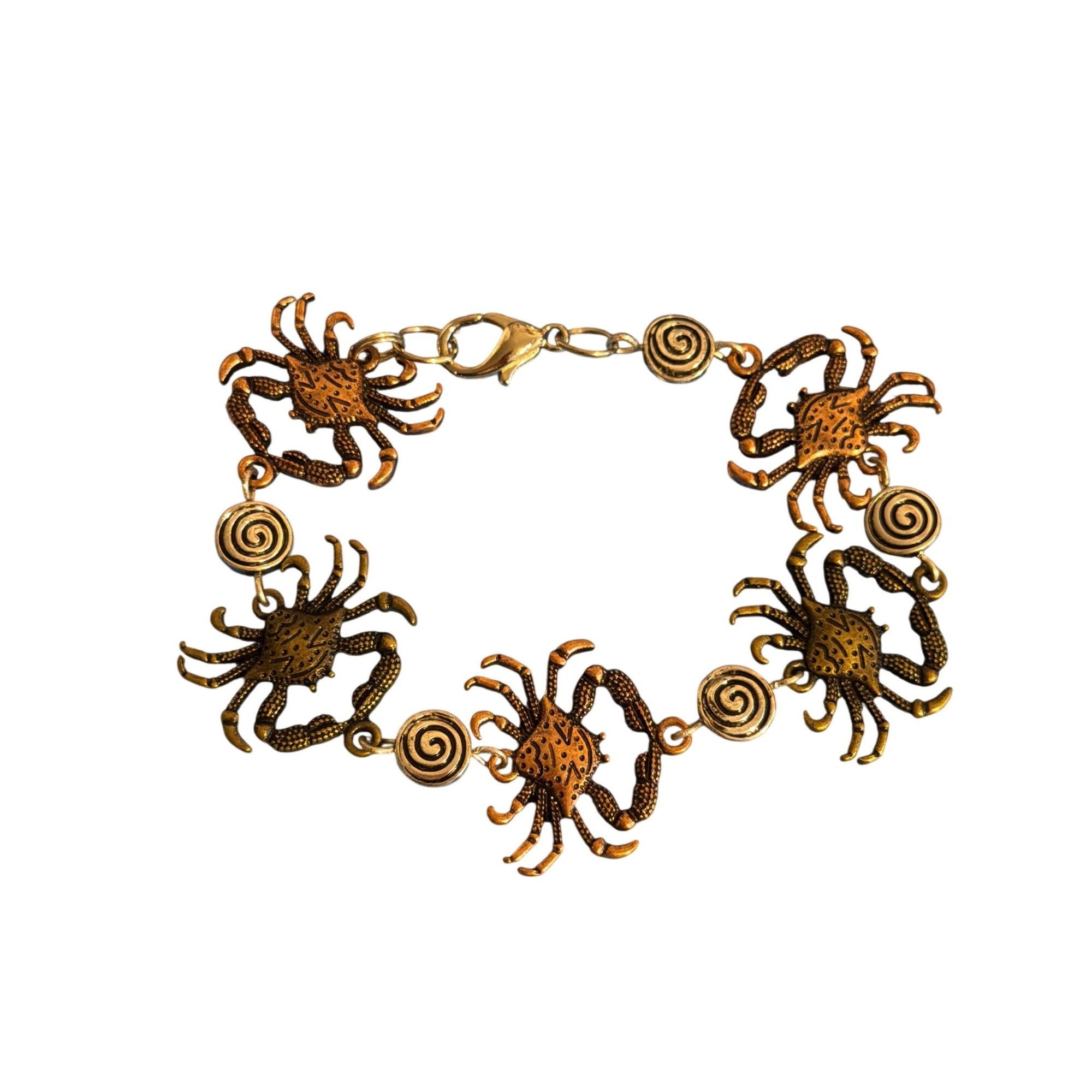 Other Bronze Antique Gold Silver Tone Crab Bracelet 7" Beach Vacat Size ONE SIZE - 3 Thumbnail