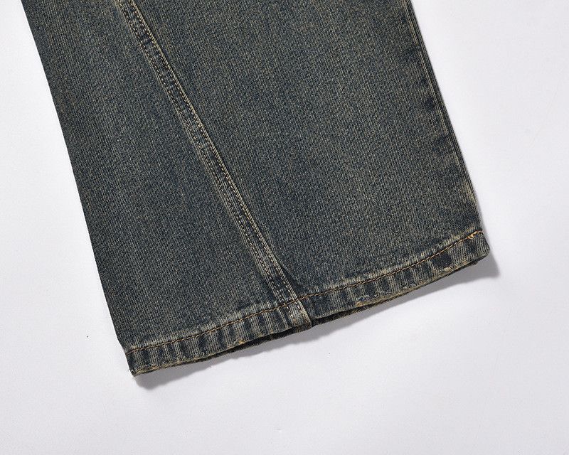 American retro distressed wide-leg jeans for men