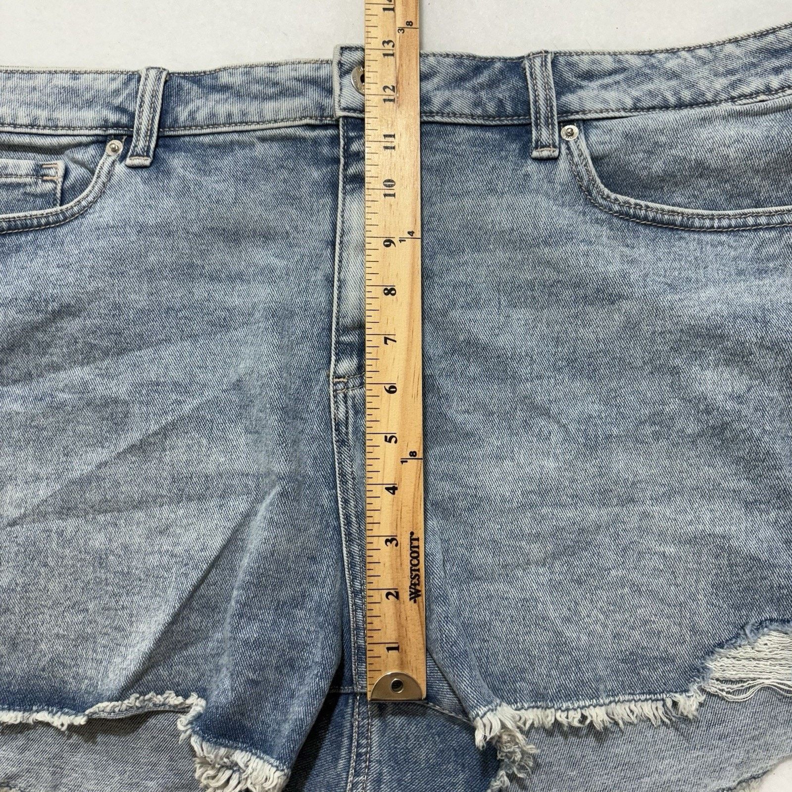Other INC Denim 18 High Rise Jean Shorts 3” Inseam Frayed Ripped Size 40" / US 18 - 16 Thumbnail