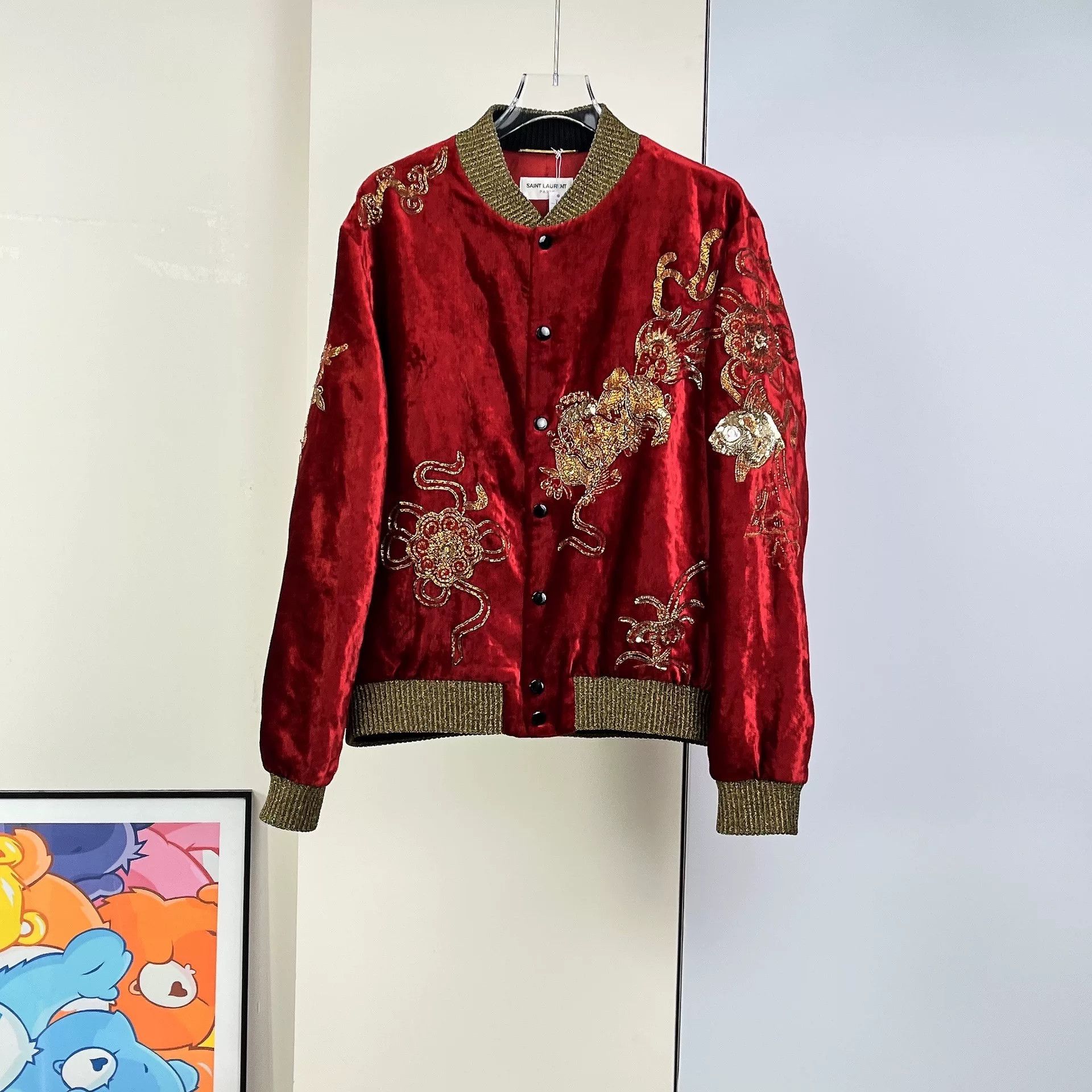 Yves Saint Laurent YSL Red Embroidered Jacket Size M / US 6-8 / IT 42-44 - 1 Thumbnail