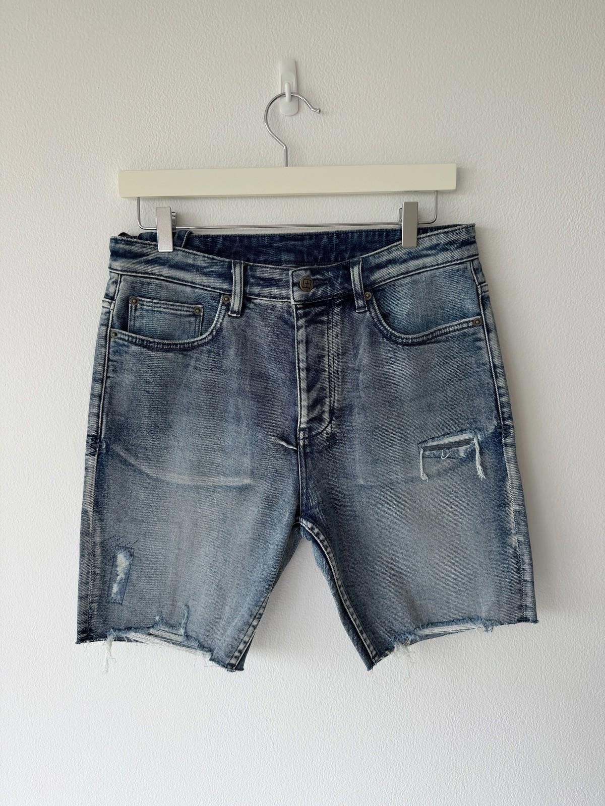 new Ksubi mens denim shorts chopper rekovery patched blue 32