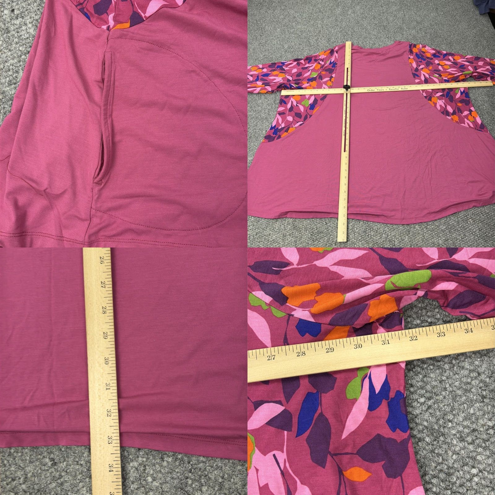 Vintage LOGO Lori Goldstein Shirt Womens 5X Pink Floral Sleeve Tunic Top Plus Pockets Size XXL / US 16-18 / IT 52-54 - 8 Thumbnail
