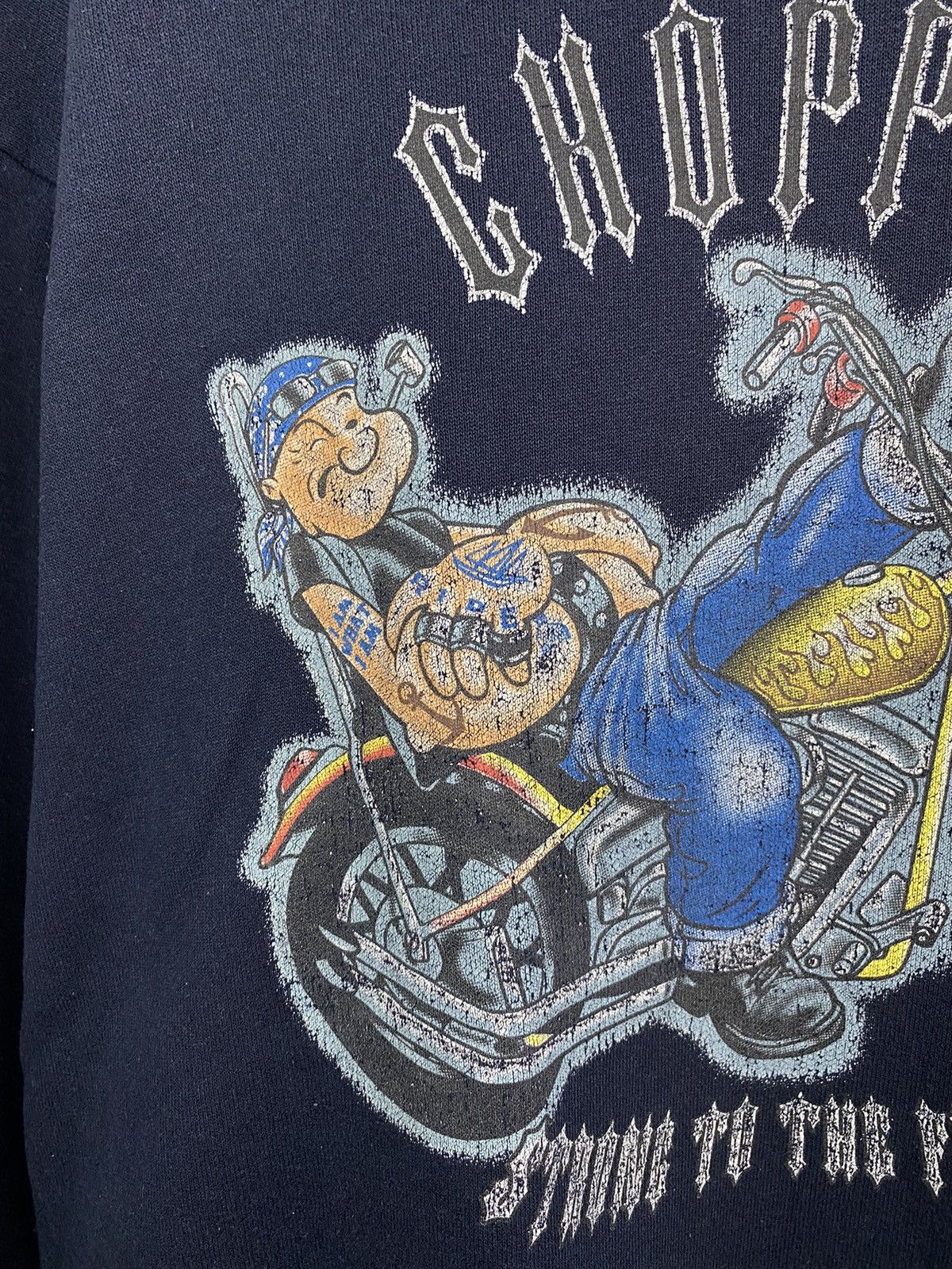 West Coast Choppers 🇺🇸 Vintage 80s Popeye Chopper Strong To The Finish Sweatshirt Size US XL / EU 56 / 4 - 6 Thumbnail