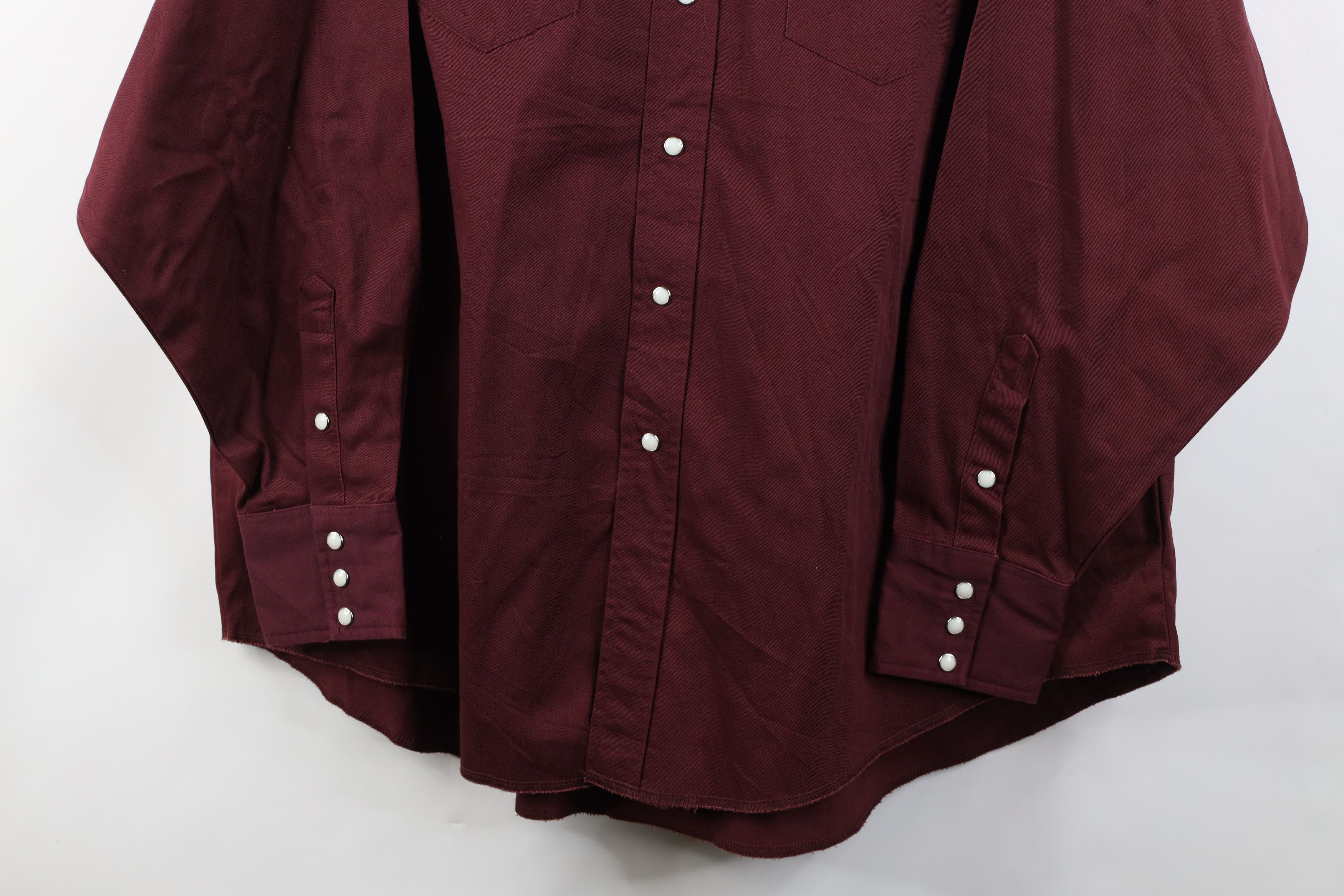 Wrangler Vintage 90s Wrangler Cowboy Snap Button Shirt Burgundy Size US XL / EU 56 / 4 - 3 Thumbnail