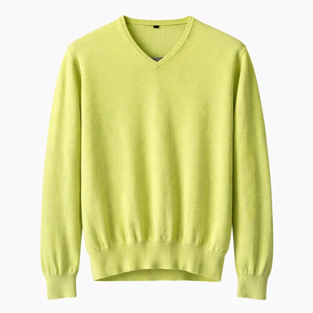 Loro Piana Loro Piana Lime Green Cotton V-Neck Sweater Size 50 Size US M / EU 48-50 / 2 - 1 Thumbnail