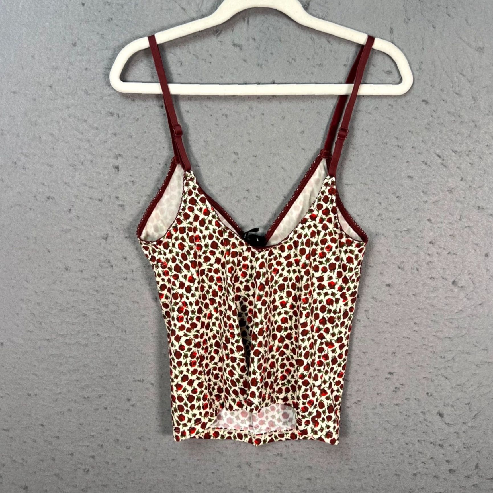 Vintage Out From Under Womens Size Small Red White Floral Print Bustier Cami Tank Top Size S / US 4 / IT 40 - 2 Thumbnail