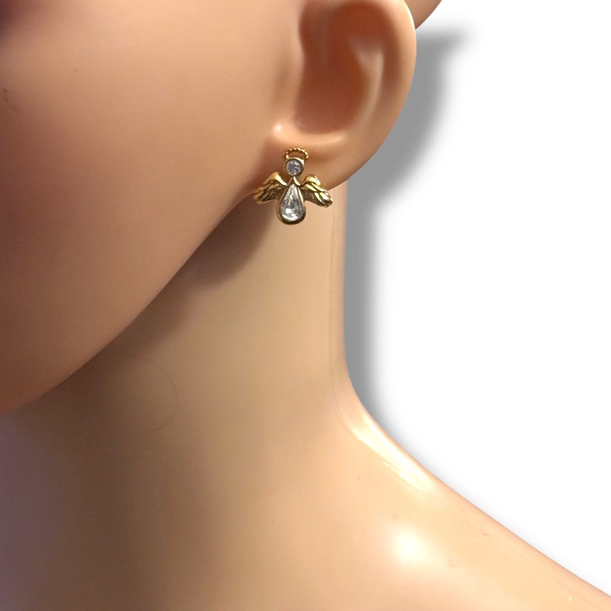 Vintage Vintage Avon gold tone rhinestone angel post earrings Size ONE SIZE - 6 Thumbnail
