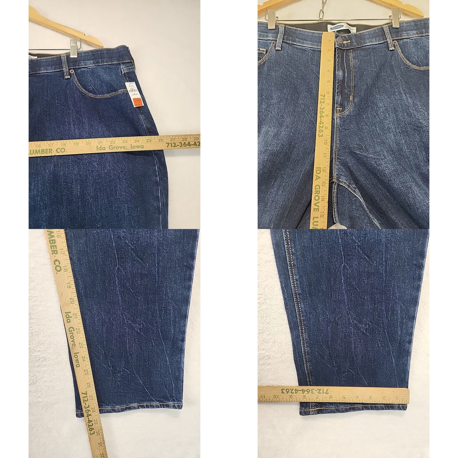 Old Navy VINTAGE Old Navy Womens Power Slim Straight High Rise Blue Jeans 24 Plus Long NWT Size 42" / US 20 - 8 Thumbnail