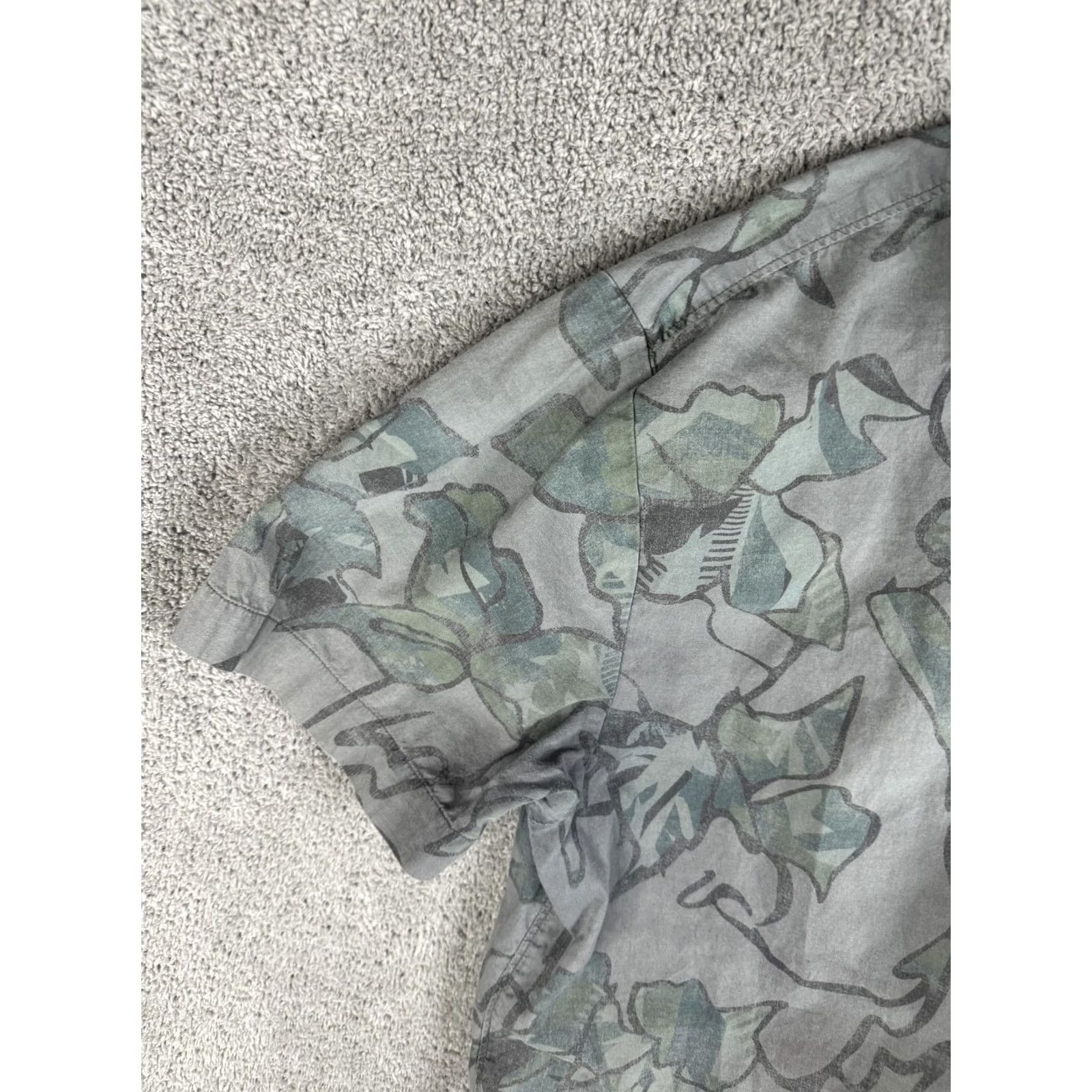 Prana prAna Shirt Mens XL Gray Green Floral Button Up Short Sleeve Lightweight Hiking Size US XL / EU 56 / 4 - 2 Thumbnail