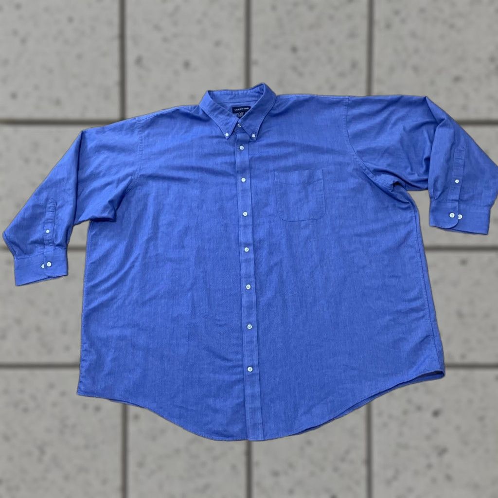 Lands' End VINTAGE Lands' End Button-Up Shirt Men Big & Tall 21x36 Blue Twill Oxford Button-Down Collar Size US XXL / EU 58 / 5 - 1 Thumbnail