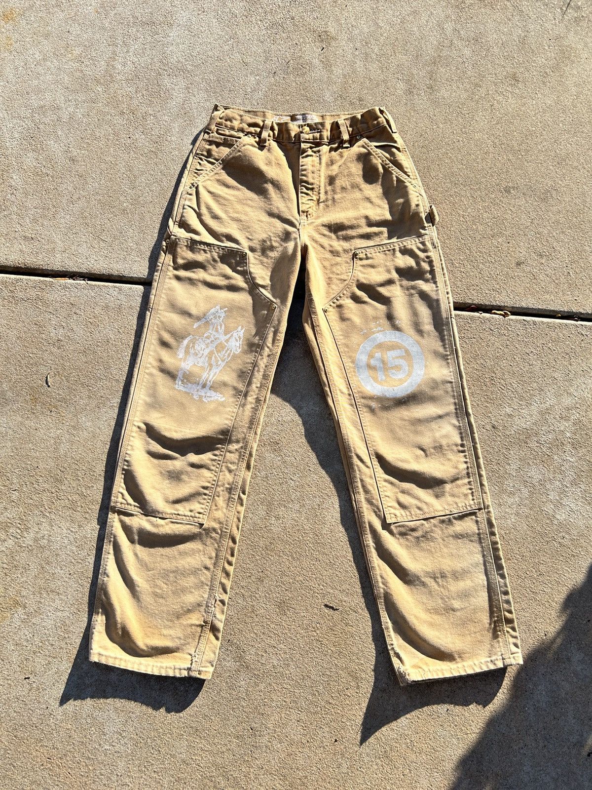 image of Intro Sun Faded Vintage Carhartt Double Knee Pants in Tan, Men's (Size 30)