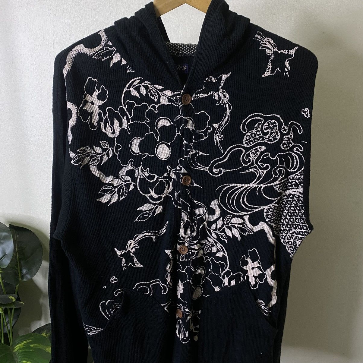 Karakuri Tamashii Japanese Motive Sukajan Ed Hardy Style Waffle Button Hoodie Size US L / EU 52-54 / 3 - 2 Thumbnail