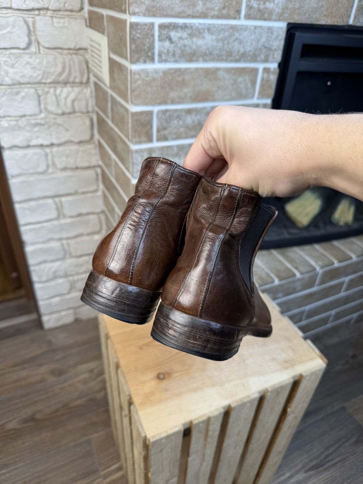 Officine Creative × Vintage Officine Creative Brown Leather Ceton Chealsea Boots Size US 9 / IT 39 - 8 Thumbnail